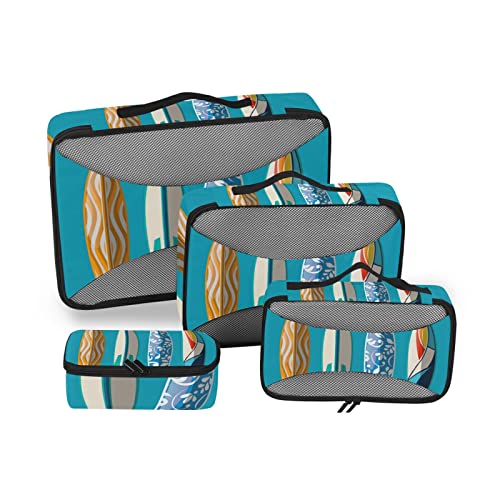  Pattino Del Mare Blu Cubi di Imballaggio Organizer Valigia Set di 4 Varie Dimensioni per Bagagli Viaggio Abbigliamento Sacchetto Packing Cubes