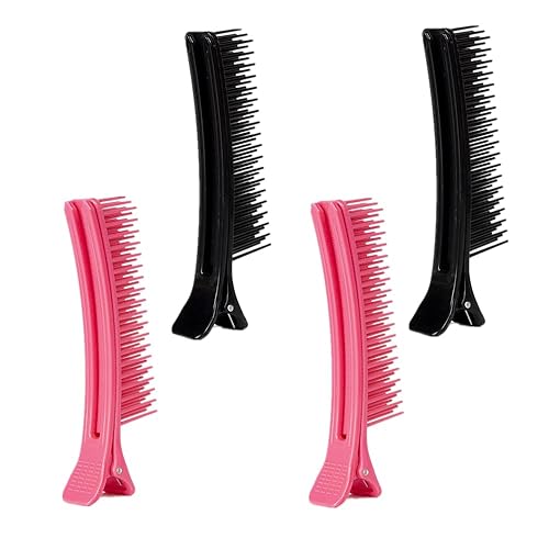 4 pinzas para el cabello de seccionamiento profesional, pinzas de corte de pelo, pinzas antideslizantes para el cabello, peine para peluquería