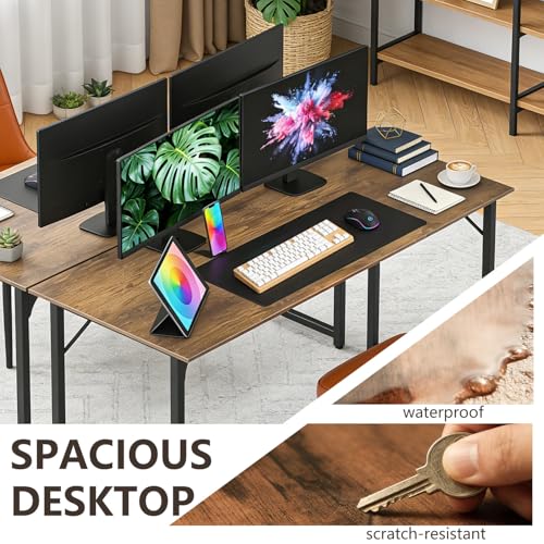 Image of BestOffice Computer Desk,Home Office Desk, Modern Simple Style for Home Office Study Writing (Brown, 47 Inch,2 Pack)