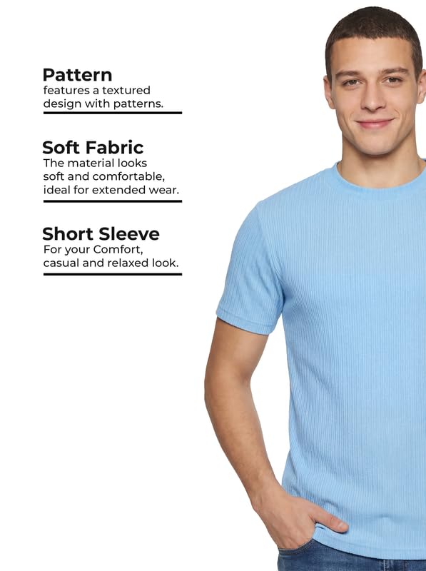Image of Poly Cotton Frill Round Neck T-Shirt for Men | |