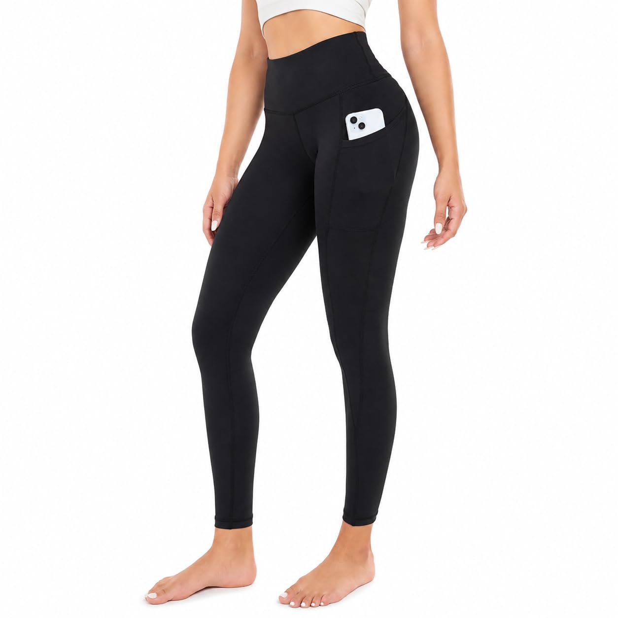 Yogaration Gym Leggings with Pockets Women High Waisted Activewear- Tummy Control Workout Yoga Pants - Non-See-Through Compression Black Leggings Women