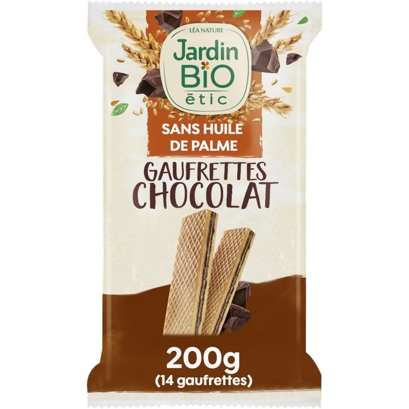 JARDIN BIO - Fine Gaufrette Chocolat Bio croustillante de 200g pour une pause gourmande et saine. - Lot De 4 - Vendu Par Lot