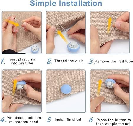 Kolorful Blanket & Sheet Quilt Fixing Duvet Clips Mushroom Round Shape Duvet Cover Pins and Buttons,Bedroom Holder Pins Easy Install Clips for Bed Sheets,Blankets,Cushions,Curtains (Blue, Set of 12) 3