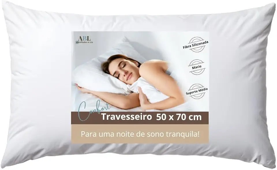 Travesseiro Fibra Siliconada Premium Macio 50x70 cm Confort ABL Almofadas e Cia