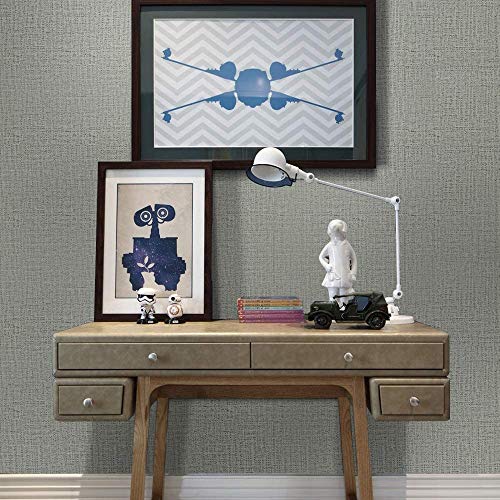 ELTON Grey Brown Fabric Textured Self Adhesive Waterproof Wallpaper Furniture Film for Table top,Furniture, Almirah Doors and Other DIY (16x72 Inch, Grey Brown Fabric)