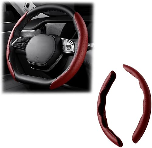 Miniatura 1 de LoyaForba Funda universal para volante de automóvil, protector universal de cuero segmentado de 15 pulgadas, antideslizante y suave, transpirable,