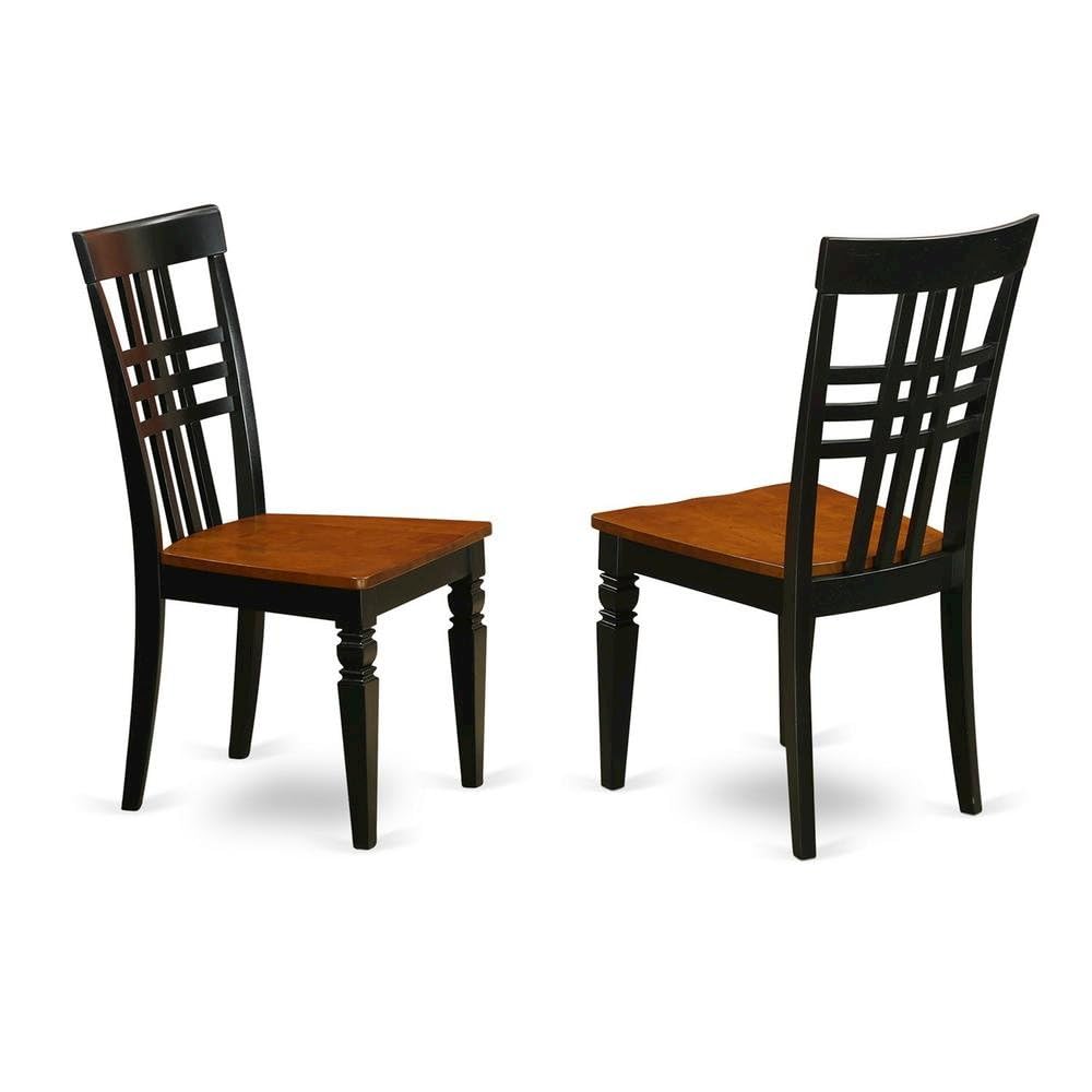Solid Wood Dining Chairs with Wood Seat by Furnifact – Wood, Black & Cherry, Pack of 2