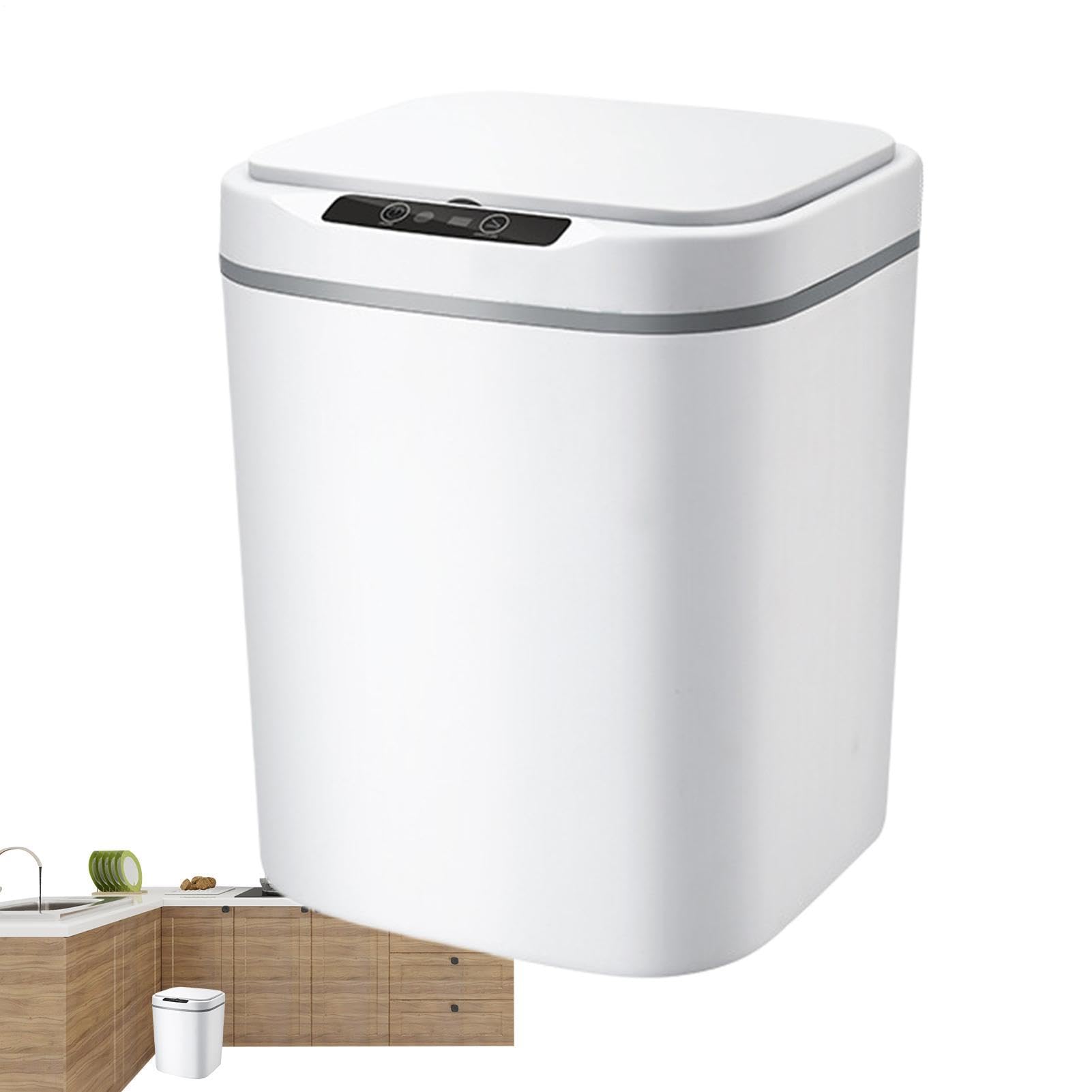 Cubo de basura con sensor, basura sin contacto | Papelera rectangular sin contacto | Papelera de cocina 15L, basura inteligente para salón, baño, dormitorio, oficina, cocina