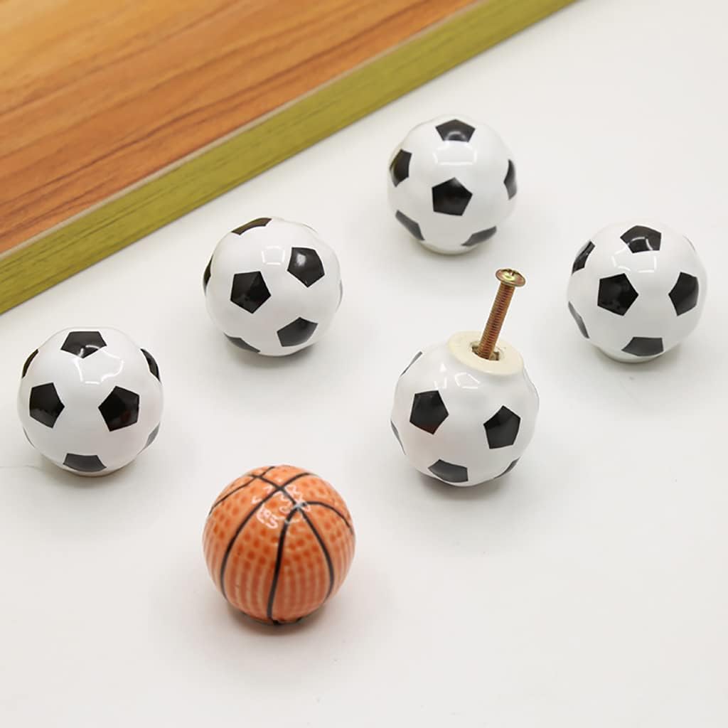Heavy Ceramic Soccer knobs Football Knobs, 12 Pack Ball Sports Party Theme Children and Baby Home Decor Drawer Knobs Pulls Handles for Dresser Cupboard Wardrobe Cabinet Kitchen (12, Soccer-w)