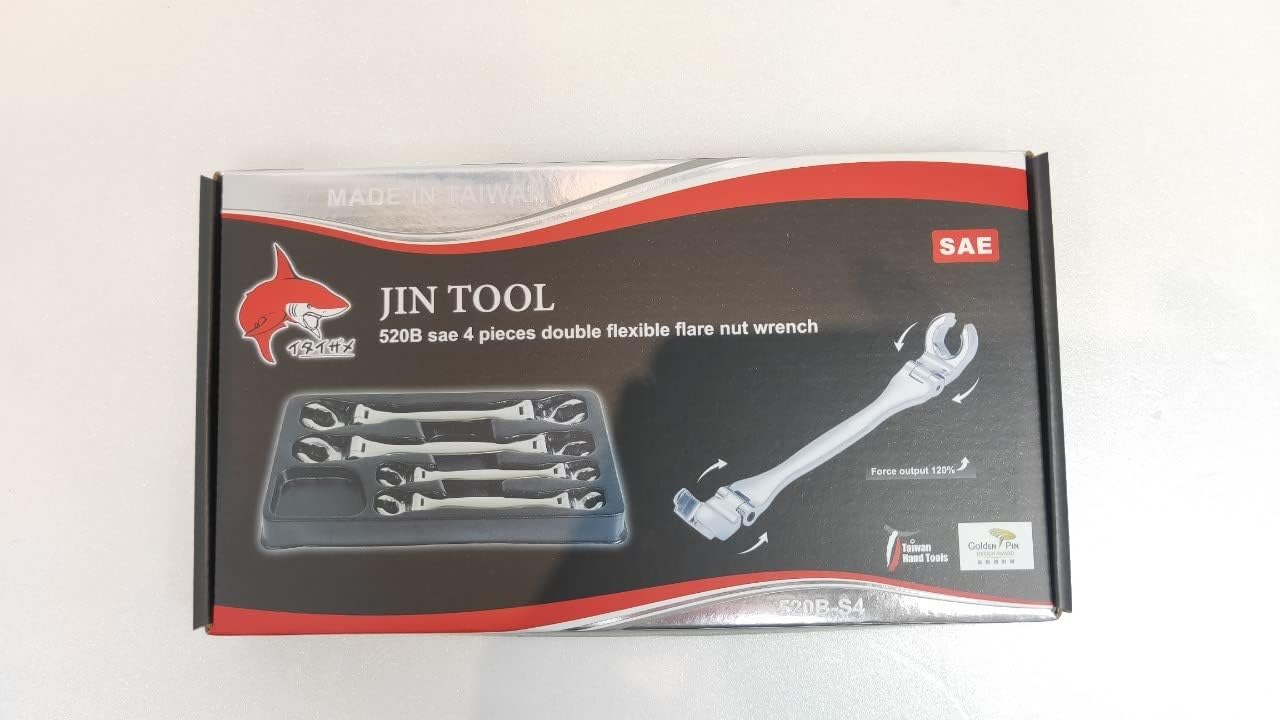 Double Flexible Flare Nut Wrench,5/16" x 7/16", 3/8" x 1/2", 9/16" x 5/8", 11/16" x 3/4",Line Wrench,Oil Nut wrench, 210° Activity angle, 4PIECE SAE SIZE Gift for Man,With wrench rack