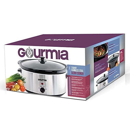 Gourmia PC710 Slow Cooker - Oval - Auto Mode - Cool Touch Handles - 7 Qt - 320W - Stainless Steel