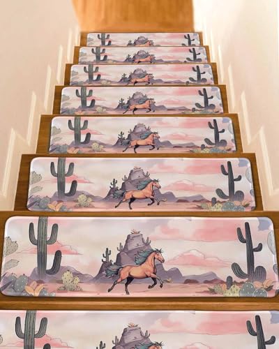 Carpet Stair Treads for Wooden Steps 4 Pack, Watercolor Running