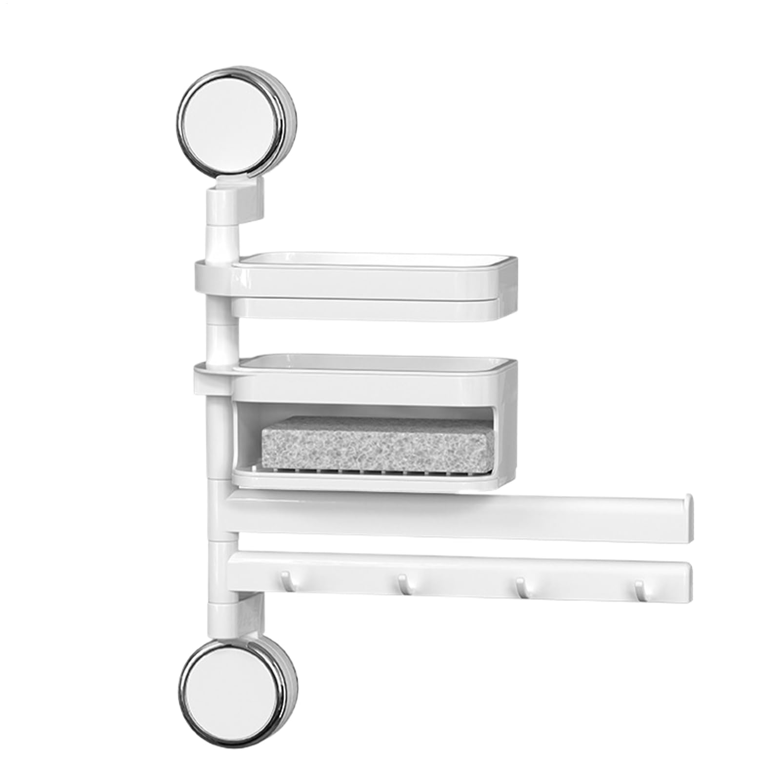 Étagères organisatrices et porte-serviettes de salle de bain mural au design pivotant