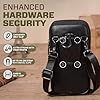 Hengwin Multifunctional Genuine Leather Double Zip Bags Men Vintage Look Shoulder Bag Mobile Phone Belt Bag Phone Holster for Travel, Outdoor Activities (Black) #4