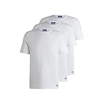 HUGO Mens BLUE3 Naolo Three-Pack of Logo-Detail T-Shirts in Cotton Jersey White