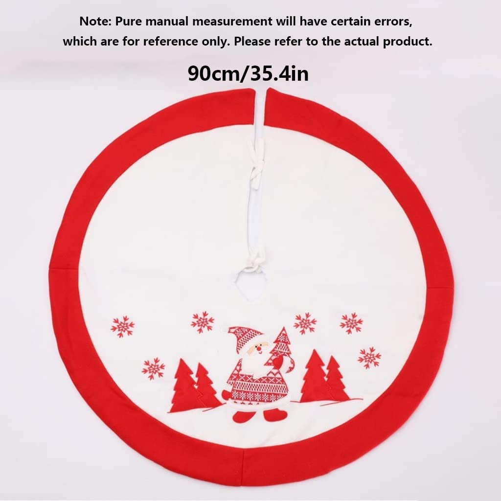 Spódnice choinkowe 35,4 "Choinki Spódnica Haft Wzór Xmas Drzewo Maty Spódnice Luksusowe Drzew Spódnicy Świąteczne Dostawy Miękki (Color : Red background)