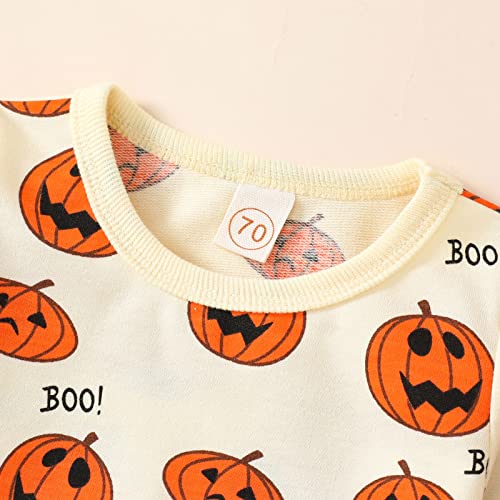 Toddler Boys Girls Halloween Clothes Long Sleeve Pumpkin Prints Pullover T-Shirt Sweatshirt Tops Pants Outfits2