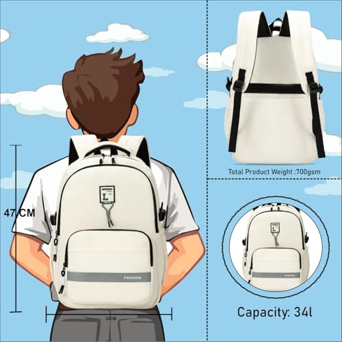 Image of Tinytot 30 Litre Japanese Korean Style School Bag Water-Resistant Laptop & Travel Backpack - Unisex Large 18 Inches Multipurpose Student Backpack for Boys & Girls, Men & Women
