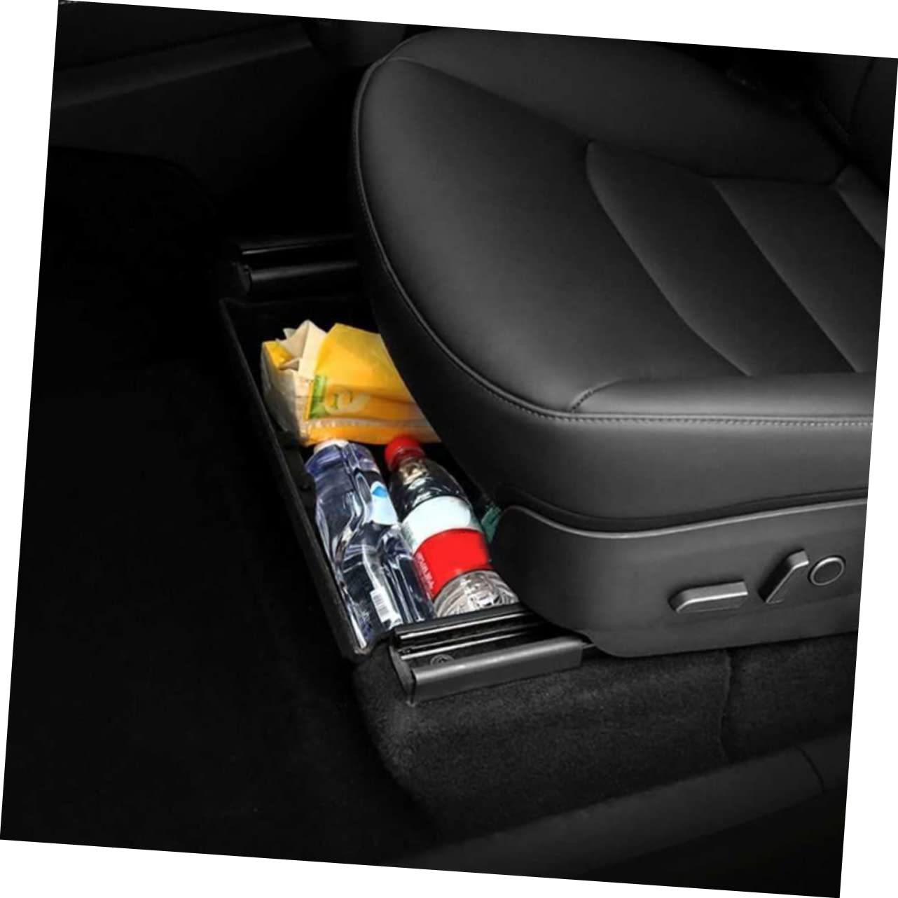 ibasenice Scatola Portaoggetti Sotto Sedile per Auto e Veicoli, ABS Rivestimento Floccato Nero, Antiscivolo e Antigraffio, per Stivaggio Sotto Sedile
