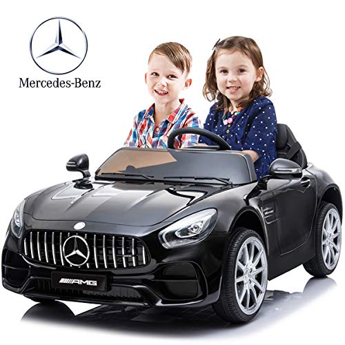 Kuntai Electric Cars for Kids, Mercedes Benz Car for Kids, 2 Seater Battery Powered Cars for Kids Black