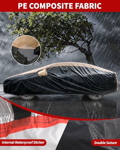 Image of Car Cover Waterproof All Weather,6 Layers Car Covers for Automobiles, Full Exterior Cover with Zipper, Outdoor Car Cover Sun UV Rain Snow Wind Protection, Fit for 185 inch(185 * 70 * 59 inch) Sedan