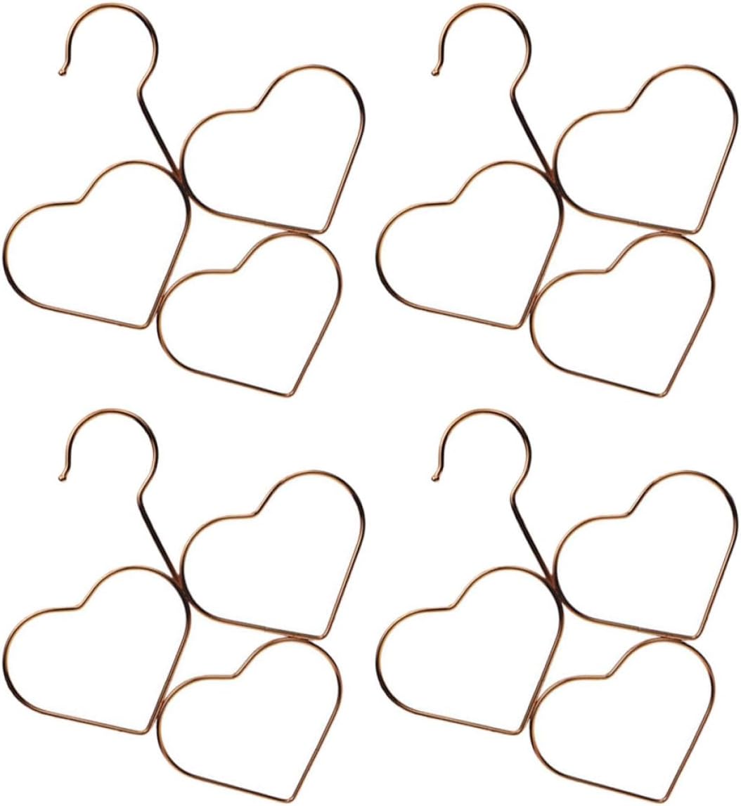 Heart Shape Metal Hangers for Scarves and Ties, Non-Slip Rose Gold Belt Rack, Multifunctional Closet Organizer for Clothes, 4pcs Set