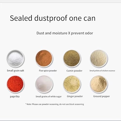 Miniatura 5 de Salero con control de sal medido, paquete de 3 tarros de condimentos sellados para cocina, caja de condimentos de prensa cuantitativa, pimienta,