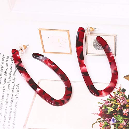 ALEXY Women’s Mottled Hoop Earrings Bohemia Acrylic Resin Hoops Stud Earrings3