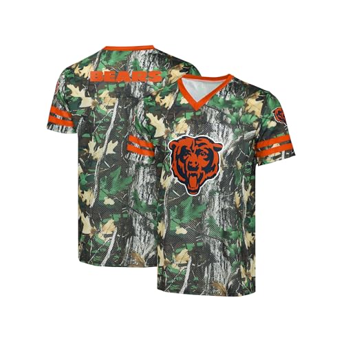 FOCO NFL Men's Officially Licensed Hunter Camo Primary Logo Game Day Football V-Neck Top