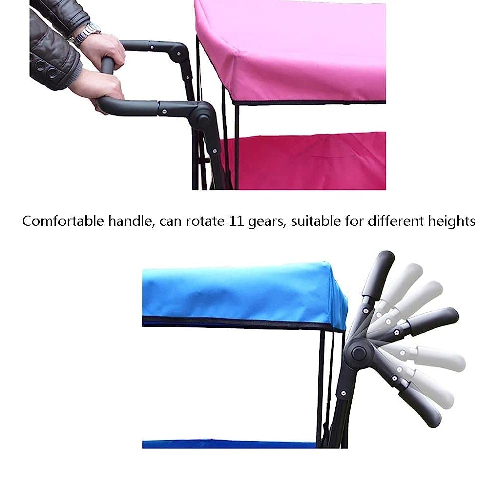 Chariot de jardin pliable robuste avec auvent – Chariot de courses multifonction, capacité de charge de 150 kg, idéal pour l'extérieur, les pique-niques et le jardinage