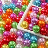 CYEENUT 20mm Chunk Bubblegum Beads Color Pearl Beads 100pcs Loose Acrylic Beads Chunky Bubblegum Beads Bulk Mixed Color Opaque Beads for DIY Bead Pen (Pearl-1)