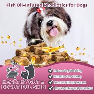Probiotics for Dogs – Dog Probiotics and Digestive Enzymes for Digestive Health – Plus Fish Oil & Vitamins Supplement for Allergies & Immune & Itchy Skin, 120 Chicken Flavor Probiotic Soft Chews