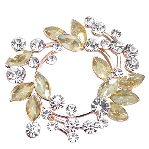 Image of Gyn&Joy Clear Crystal Rhinestone Floral Wreath Pin Brooch BZ005