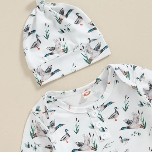 MAINESAKA Newborn Baby Knotted Gown Long Sleeve Mallard Duck Hunter Sleeping Bag with Hat Boys Girls Coming Home Outfit4