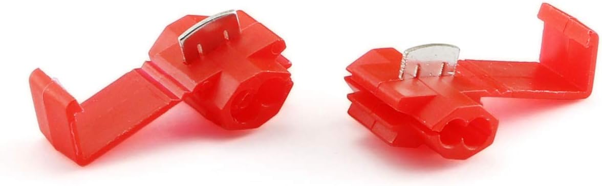 ZYAMY 50pcs Scotch Lock Quick Splice Wire Terminals Cold Pressed Insulated Snap Lock Electric Wire Crimp Connectors Cable Joiner Red for AWG 16-22