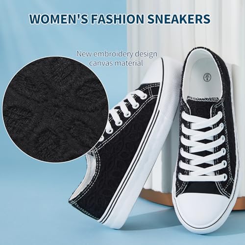 HYPOCRUTE Womens White Tennis Shoes Embroidered Flower Low Top Women Canvas Shoes Women’s Fashion Sneakers2