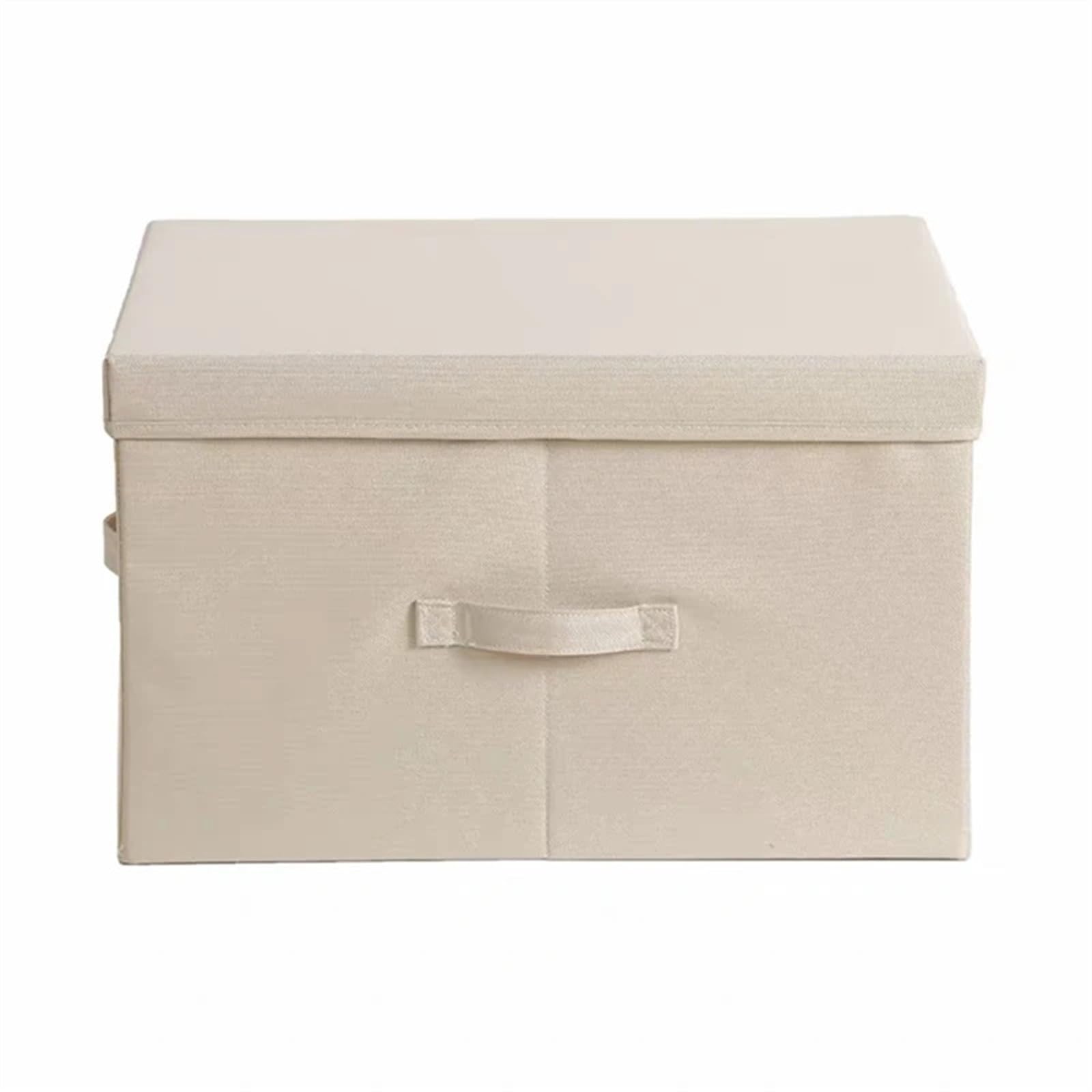 SNGUOQ 2pcs Clothes Storage Box Organizer Fabric Foldable With Lid Underwear Socks Toys Sundries Closet Organizers For Clothing Storage,Organization(Beige,45 * 35 * 25cm)