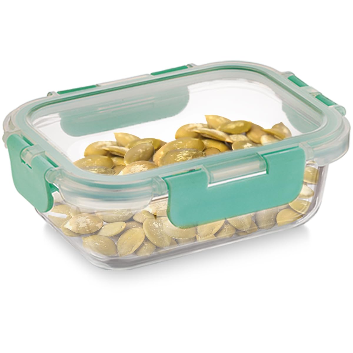 Allo Food Safe Glass Containers with Lids with Break Free Lock, Oven & Microwave Safe Containers, High Borosilicate Meal Prep Glass Food Storage Containers for Kitchen, 185ml, Rectangle, Transparent