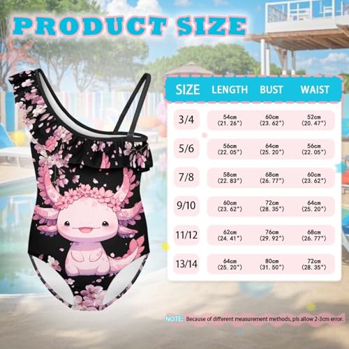 Image of Ladybug Swimsuits for Girls 5-14 One Piece Bathing Suit Kids One Ruffle Shoulder Beach Sport Swimwear