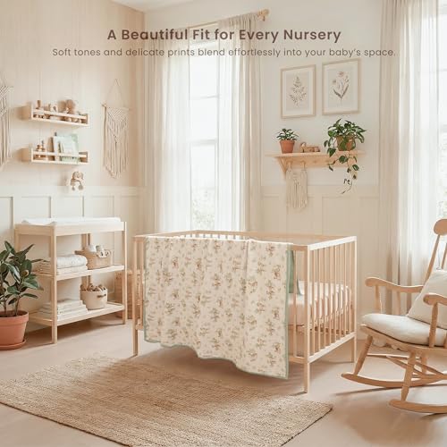 Image of Konssy Muslin Baby Blankets, Super Soft 100% Cotton Crib Blanket | Soft Lightweight Nursery Swaddling Wrap for Girls Boys, Infant Toddler, 47 X 47 In, Woodland