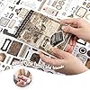 RISYPISY Pre-Cut Vintage Sticker for Journaling, 595PCS - 50 Sheets Washi Brown Scrapbooking Stickers, Ephemera for Junk Journal Supplies DIY Crafts Dark Academia Stickers for Adults #5