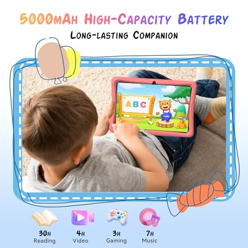Image of Kids Tablet 10 inch, Android 16 Tablet for Kids Space, Parental Control, 16GB RAM 64GB ROM, 2TB Expand, Includes Case & Stylus Pen, Pre-Installed Educational Apps, Eye Protection, Pink