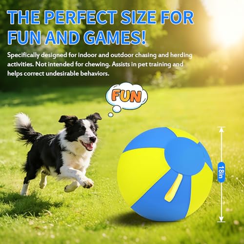 Image of Herding Ball for Dogs with 1000D Oxford Cover, 18 Inch Interactive Dog Ball Toy with Handles, Anti Burst Heavy Duty Toy for Medium Breeds, Australian Shepherds, Border Collies, Agility Training