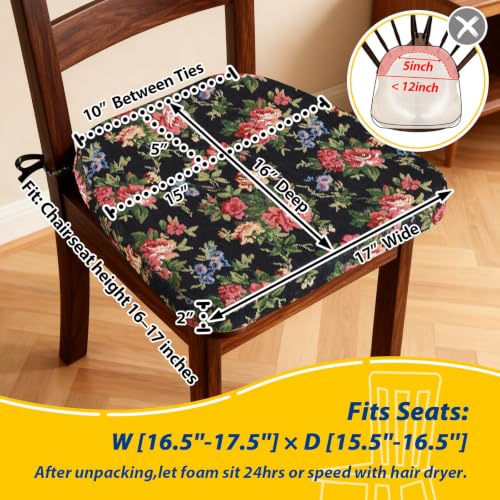 Image of AAAAAcessories Chair Cushions for Dining Chairs, 17 x 16 x 2 in, Set of 2
