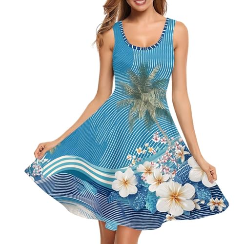 Image of Dreaweet Casual Sleeveless Dresses for Women Girls, Round Neck Tank Dresses with Pockets Summer Sundress Size XS-4XL