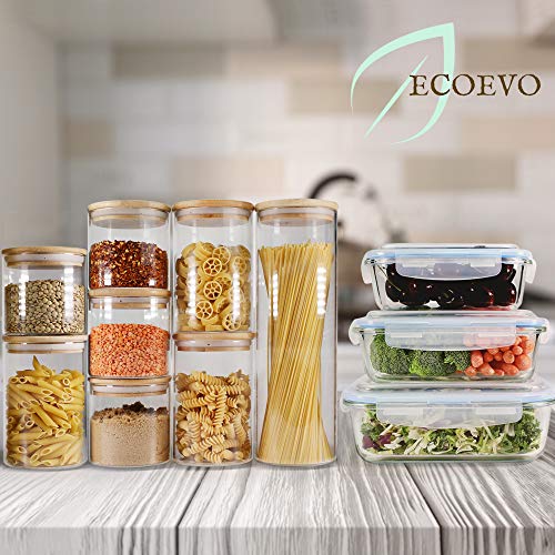 Ecoevo Glass Jars With Bamboo Lids, Glass Food Jars And Canisters Sets, 6 Pack Of 26Oz #TOP6