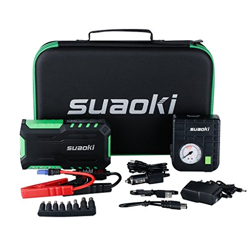 Suaoki G7 Plus - Jump Starter de 18000mAh, 600A arrancador de coche con mini Compresor de Aire (Multifuncion de linterna...