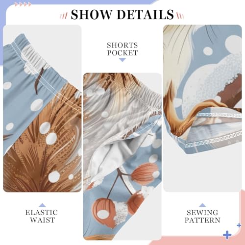 Squirrel Snowflake Berry Boys Long Pants Soft Trousers Elastic Waist Kids Lounge Bottoms with Pockets S-XL4