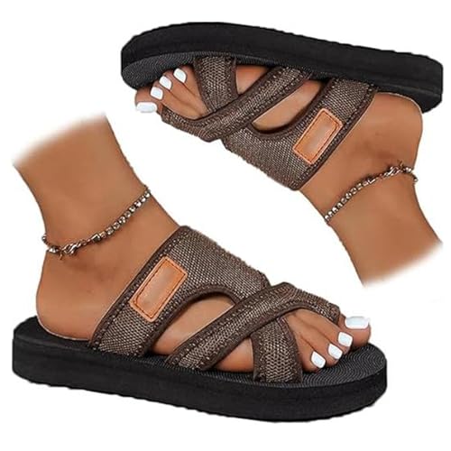 Sandalias correctoras juanetes mujer cuñas, Zapatos con soporte de arco para mujer con corrección del Dedo Gordo del pie Zapatillas Casuales con Punta Abierta y Corrector de juanetes(Size:EU 37,Color: