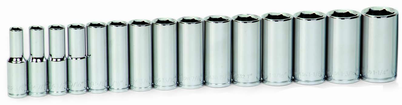 Williams 32947 15-Piece 1/2-Inch Drive Metric Deep 6 Point Socket